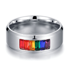 Fashion Rainbow Wedding 316 Stainless Steel Rings For Men and Women Gay Pride Ring