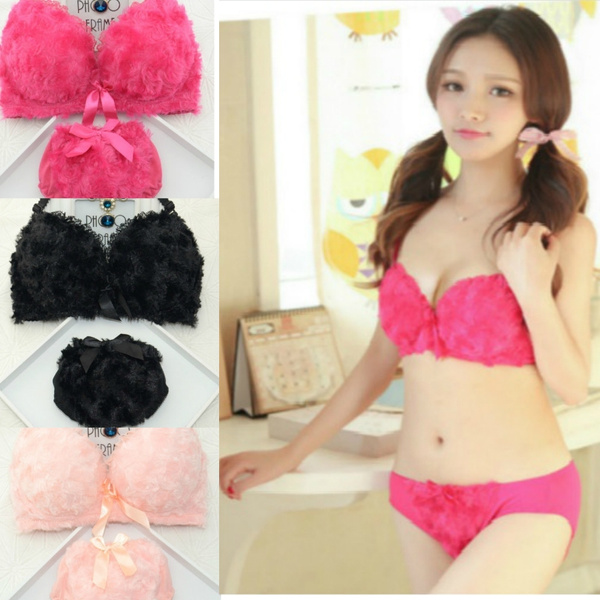 Hot Push Up Fur Bra Sets Padded Up Underwear Lingerie Winter Fluffy Furry