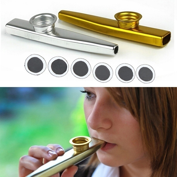 New 1PC Firm Metal Kazoo + 6Pcs Kazoo Diaphragm Mouth Flute