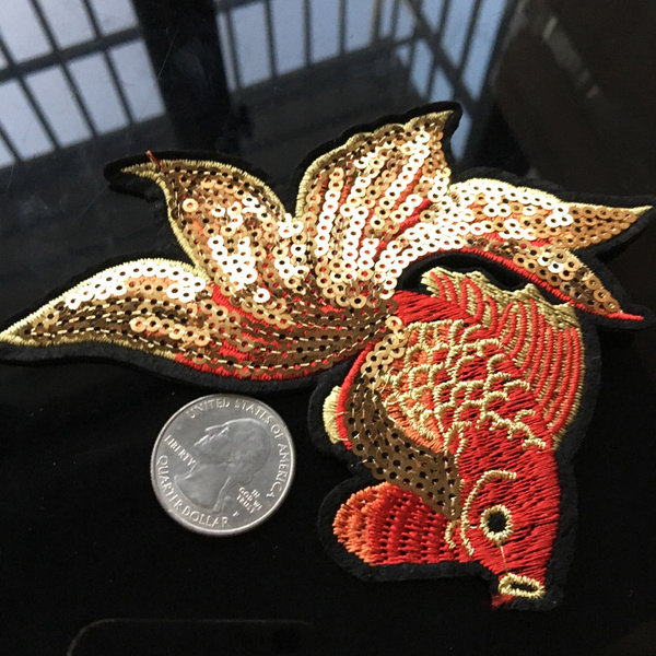 Gold Eagle Sequins Embroidery Applique Patchembroidered 