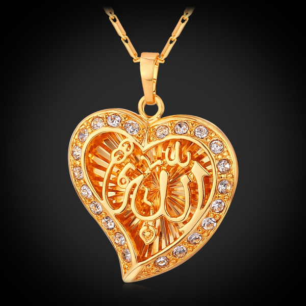 Women Heart Necklace Arabic Muslim 