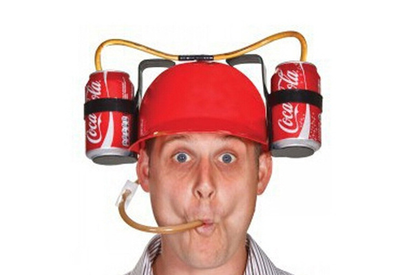 Fun Beer Drinking Hat with Straw Adjustable Soda Cup Novelty Beverage Hat  Party Hat Helmet Hat