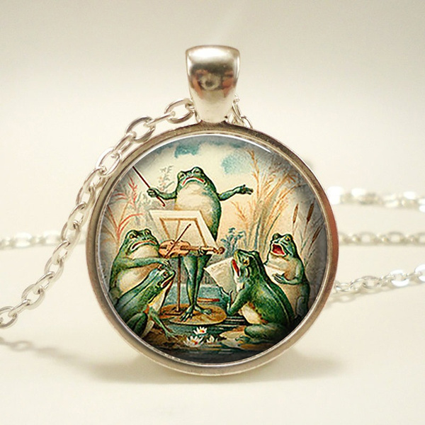 Frog Chorus necklace funny frog jewelry cute frog conductor singing frogs gift for singer or member of chorus key chain key ring key fob