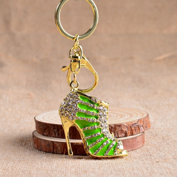 Charming High Heel Shoe Keyring Crystal Pendant Purse Bag Key Chain Accessories