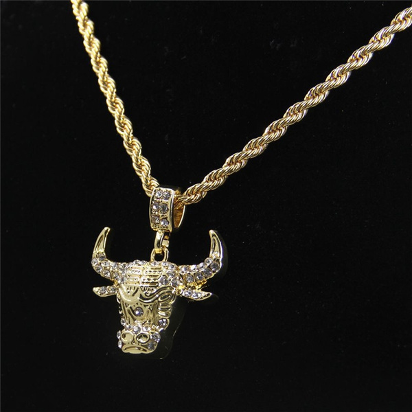 Plated Bull Head Pendants High Quality Fashion Hiphop Long Necklace ...