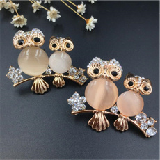 goldplated, Owl, Fashion, crystalbrooche