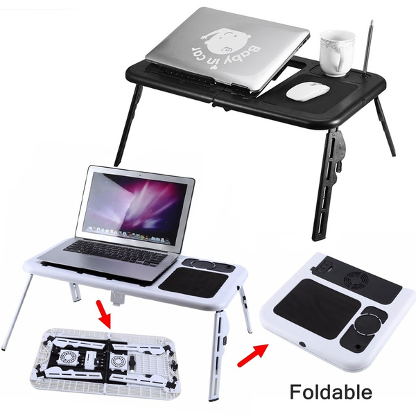 XCY Portable Laptop Desk With USB Cooling Fans Stand Foldable Bed Table