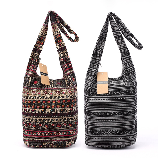 Bohemian Hobo Bag Women Cotton Bag Large Capacity Shoulder Bag