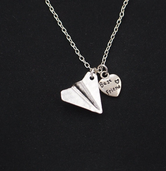 silver plane charm, bff gift 