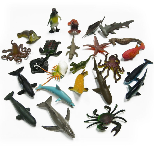 24PCS Marine Ocean Animals Figure Sea Dolphin Turtle Creatures Model Toys 