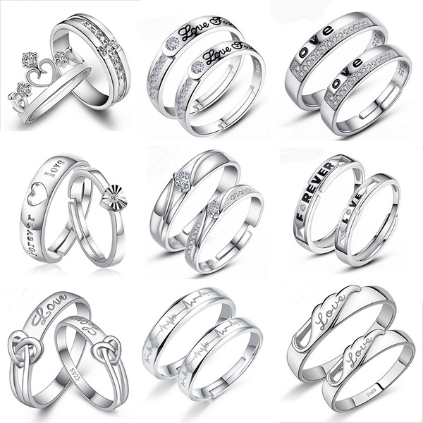 lover couple rings silver