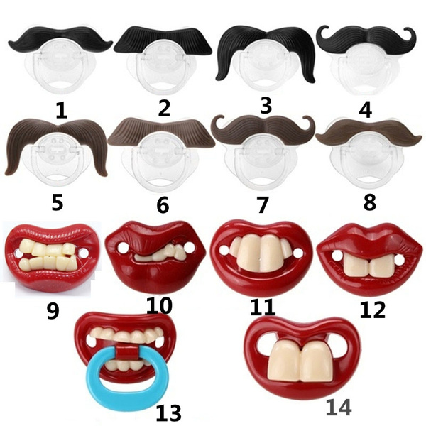 Popular Funny Dummy Dummies Pacifier Novelty Teeth Moustache Baby Soother Nipple 