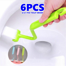 6/3/1 Pcs Thickening Toilet Brush Toilet Brush Bending Handle Cleaning Brush V Shape S Brush Bathroom Plastic Brush