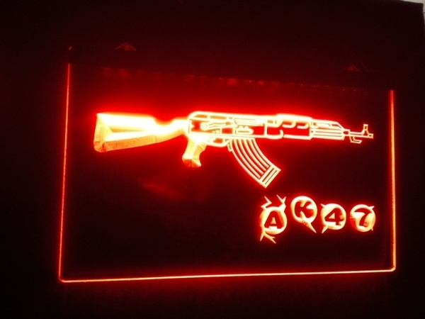 220047 AK47 Kalashnikov Airsoft Weapon Display LED Light Neon Sign 