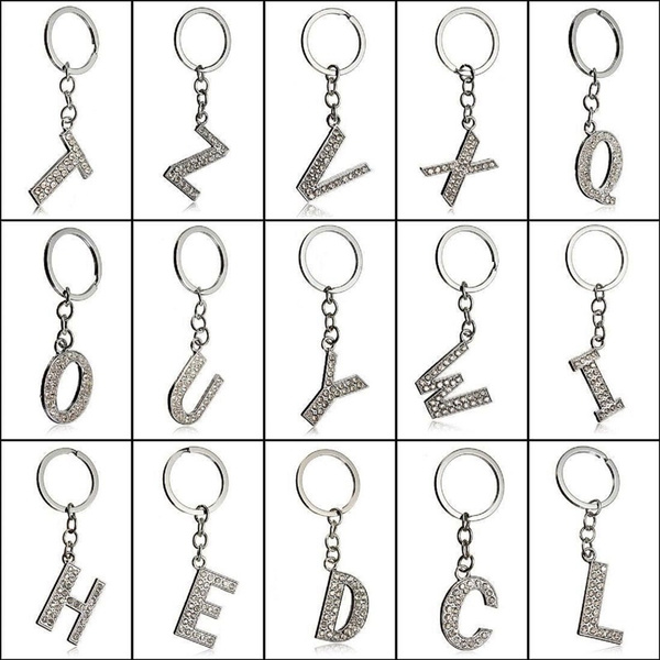 Letter Keychain Initial Keychain Initial Key Ring Glitter 