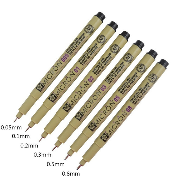 0.05/0.1/0.2/0.3/0.5mm Pigma Micron Ink Pen Set Black Drawing Pens