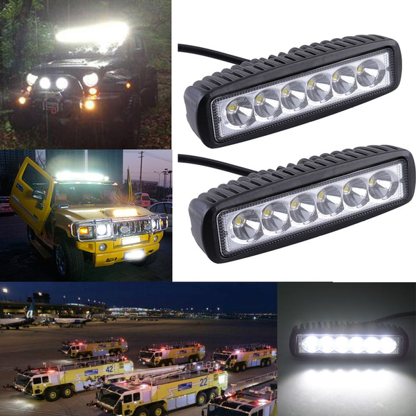 2pcs 6inch 18w Led Work Light Bar Flood Driving Lights Offroad Fog 4wd