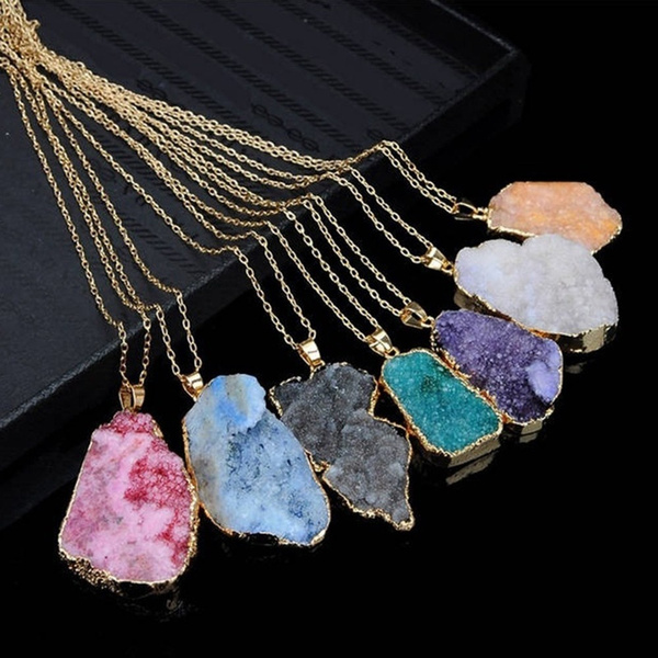 Geode rock deals necklace