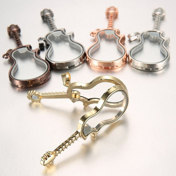 Fashion Living Memory For Women Guitar Magnetic Floating Locket Charm Pendant Fashion Living Memory For Women Guitar Magnetic Floating Locket Charm Pendant