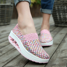 7 Colors Fashion Women Casual Sneakers Lady's Shake Fitness Sport Shoes Mesh Fabric Slip-on Shoes