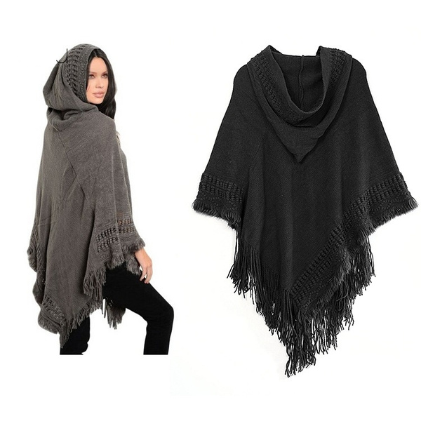 Black store hooded shawl