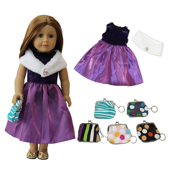 ZITA ELEMENT Doll Clothes -Evening Party Dress + Handbag Fits American Girl  Doll, My Life Doll, Our Generation and other 18 inch Dolls XMAS GIFT