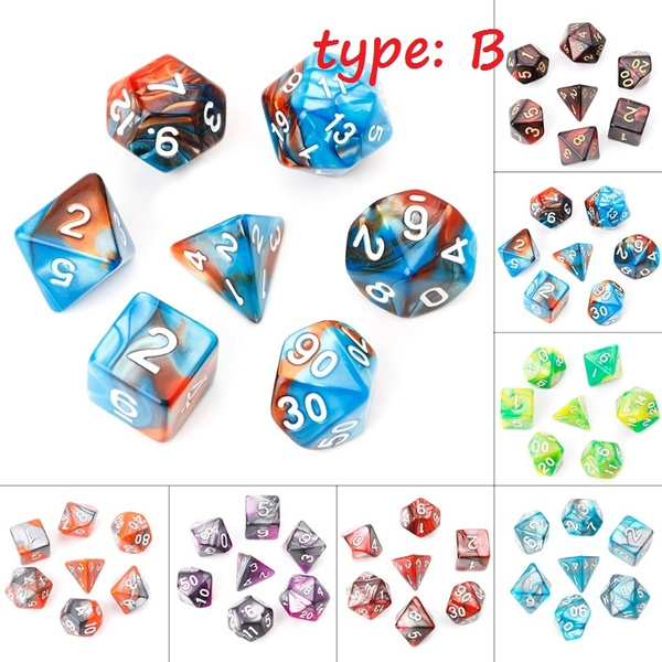 7Pcs/Set Acrylic Polyhedral Dice For TRPG Board Game D4-D20 