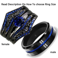 Couple Rings, blackgoldring, wedding ring, Blue Sapphire