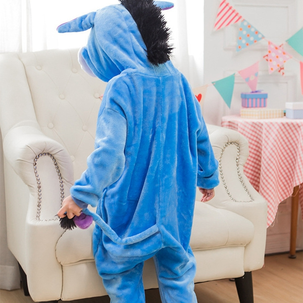 Children Unisex Boy Girl Pajamas Blue Donkey Cosplay Pijamas