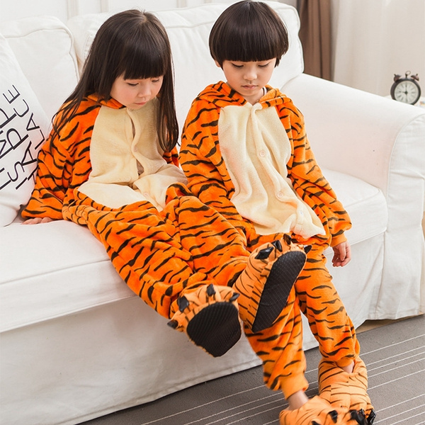 Children's Animal Pyjamas Boys Girl Cosplay Costume Pyjama Hoodie Flannel  Suit
