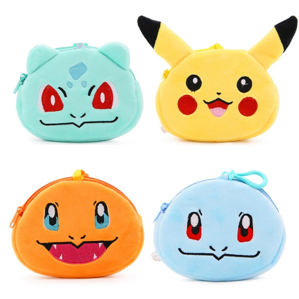 Pokemon Pikachu Cash Bag Plush Coin Purse Change Zipper Cartoon