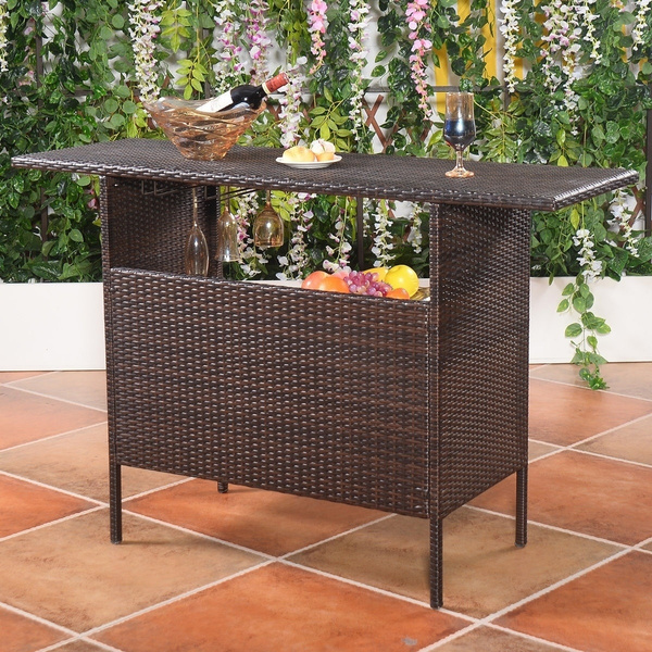 brown rattan bar