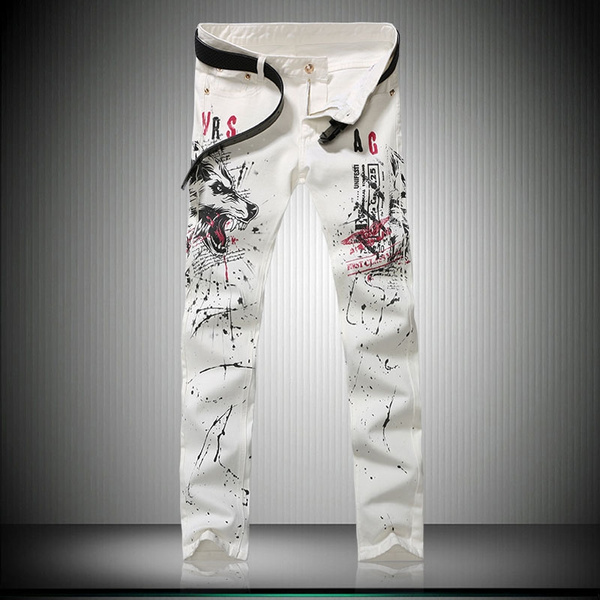 painted white jeans