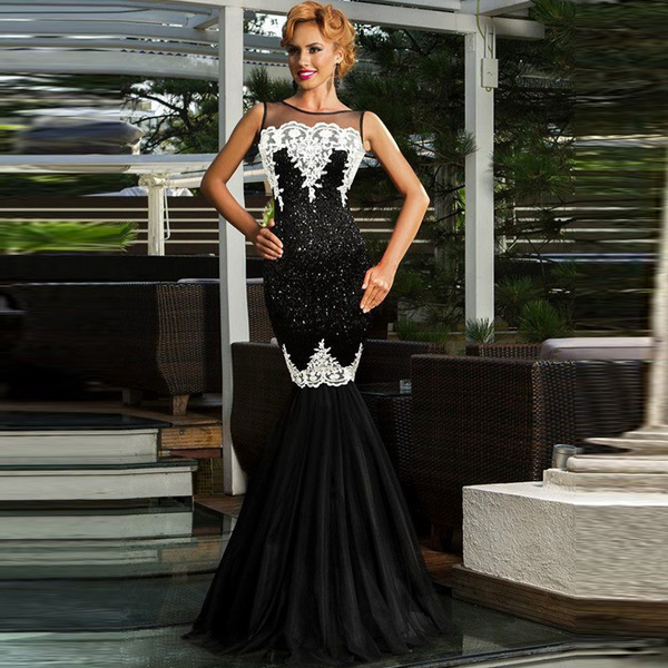 Plus Size M-XXL Women Long Evening Dress 5 Colors ( Black,White
