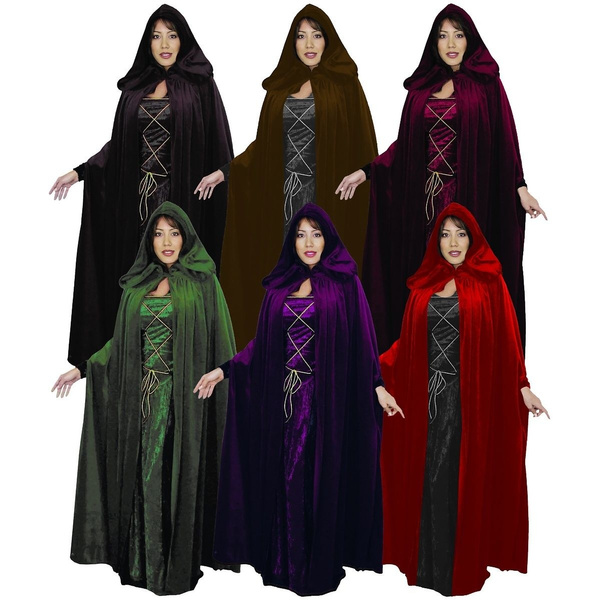 Cloak Velvet Hooded Cape Medieval Renaissance Costume LARP Halloween Fancy Dress