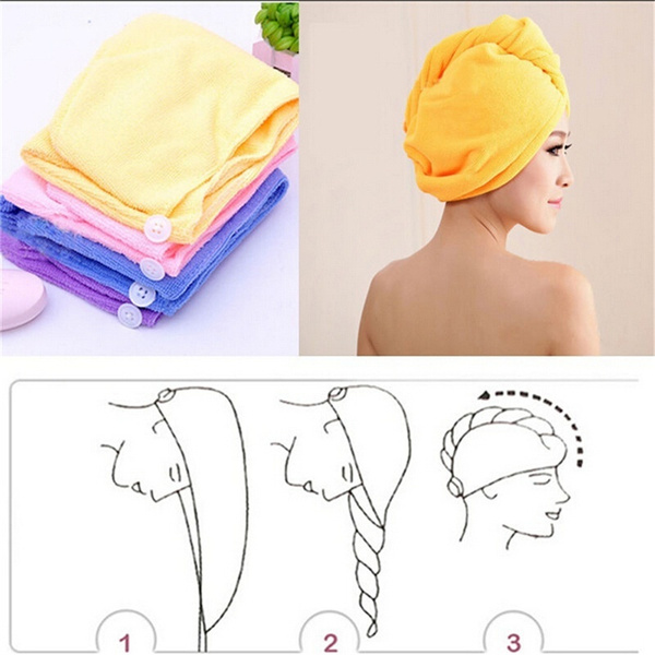 Woman Microfiber Hair Towel Drying Bath Spa Head Cap Turban Wrap Dry Shower Hot 