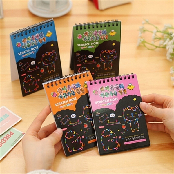 Children Black Paper Colorful Scratch Note Drawing Toys Creative