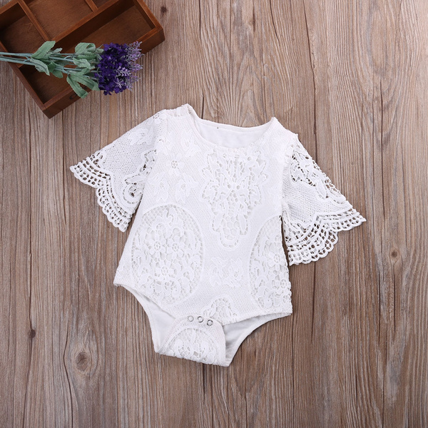 Newborn Baby Girls Lace Floral Romper Jumpsuit Bodysuit Outfits Sunsuit ...