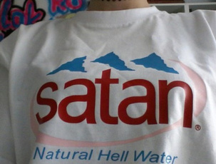 Satan Natural Hell Water Unisex Cool Graphic Tee Tumblr Fashion Funny T-shirt Men Women Grunge Casual White Tee