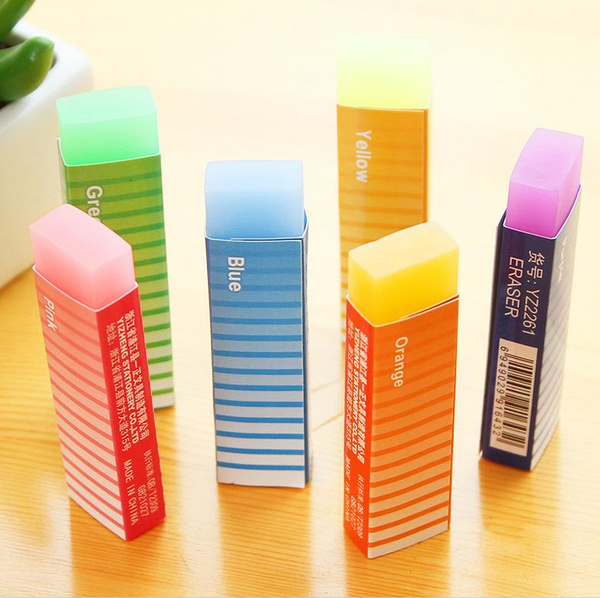 1Pcs Colorful Jelly Rubber Eraser Pencil Erasers for Student School Stationary
