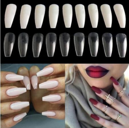 100pcs Ballerina Coffin Shaped Acrylic Fake Nails Tips With Box Wish