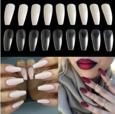 100pcs  BALLERINA COFFIN shaped acrylic fake nails Tips with box