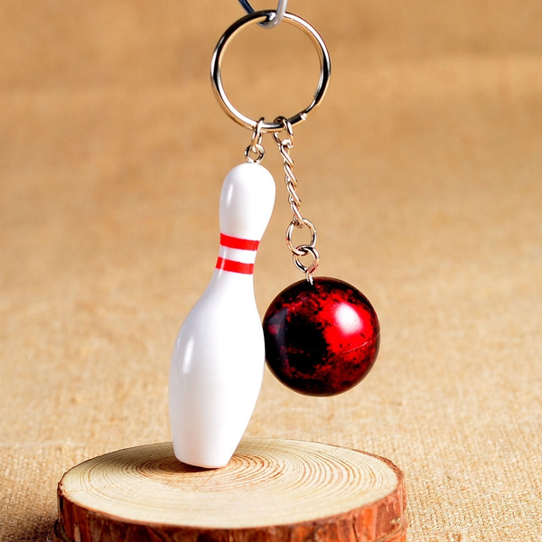 NEW Mini bowling pin and ball keychain,bowling key ring,bowling ball