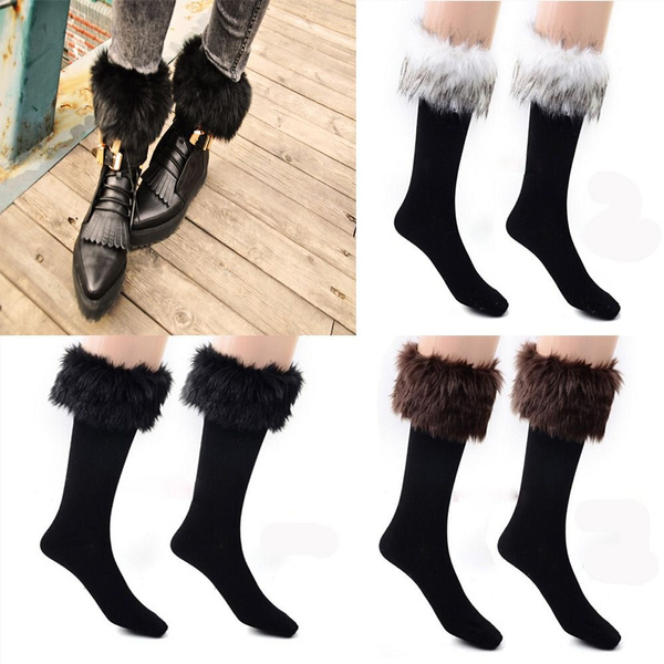 Synthetic Fur Boot Socks 