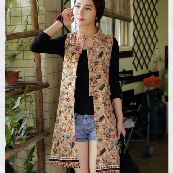 Ladies long sleeveless jacket sale