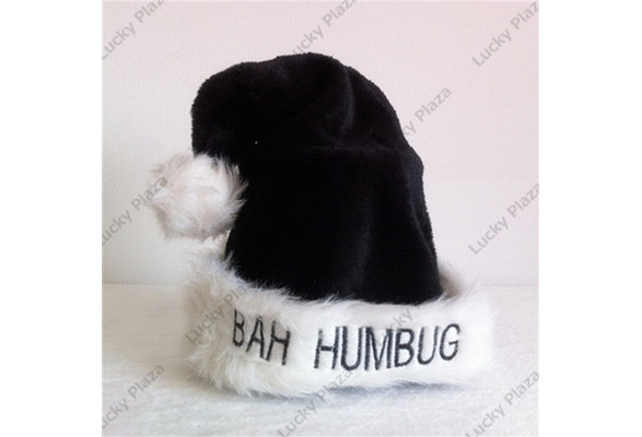 Bah Humbug Scrooge Santa Hat Black 