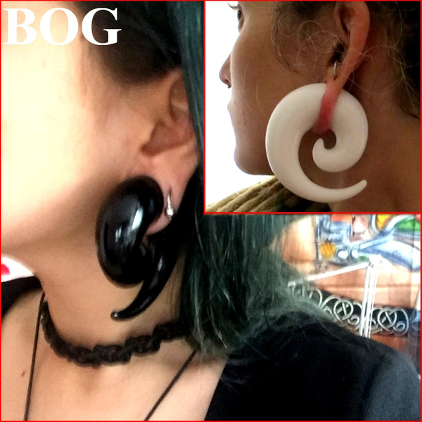 1 Pair Spiral Swirl Acrylic Ear Plugs Stretcher Expander Taper Tunnels BlacZ8
