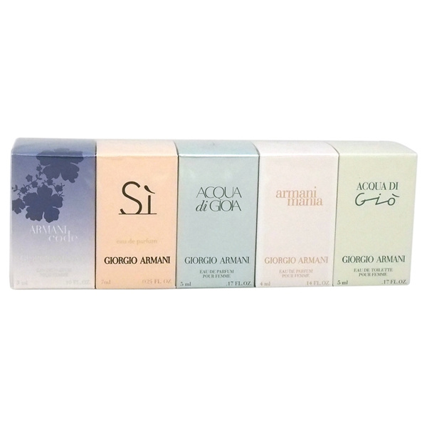 Giorgio Armani Variety by Giorgio Armani for Women - 5 Pc Mini Gift Set   Armani Code EDP Splash,  Si EDP Splash,  Acqua Di Gioia  EDP Splash,  Because Its