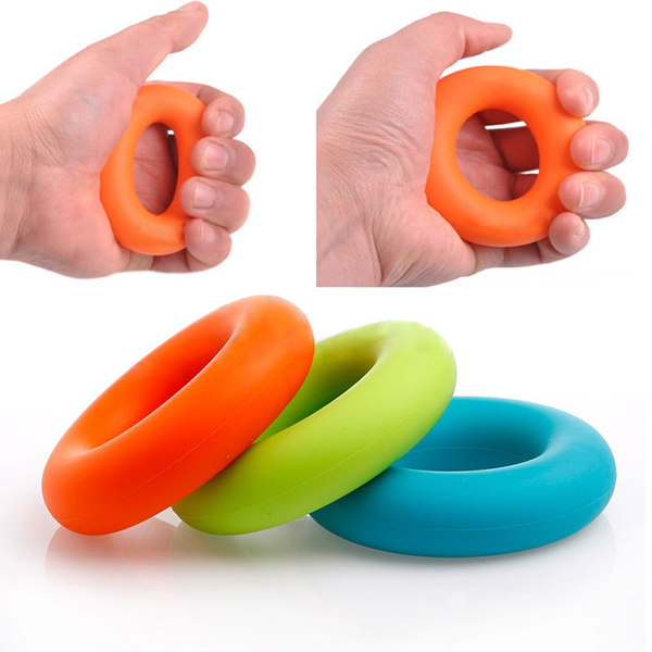 Silicone Strength Finger Hand Grip Muscle Power Training Rubber Ring Exerciser 