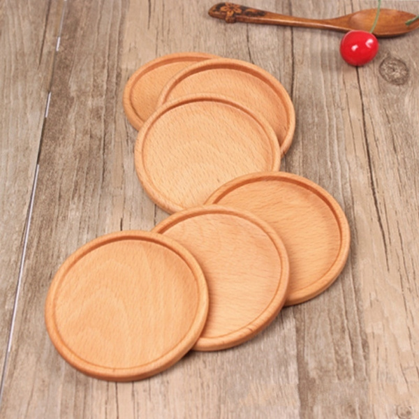 natural round wood coasters cup pad